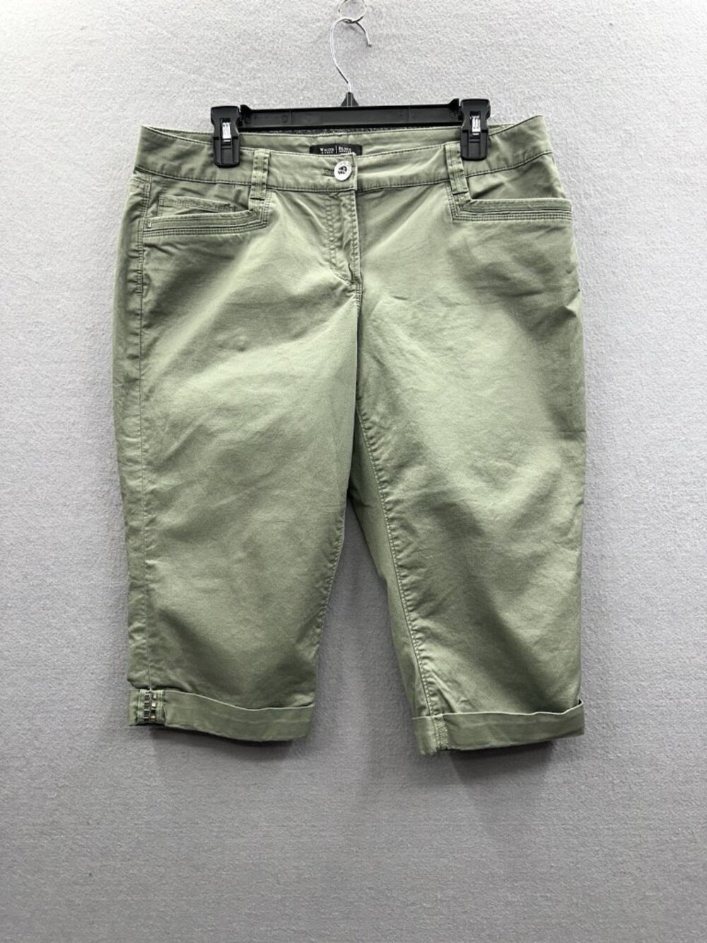 White House Black Market Capri Pants Womens 10 Pedal Pushers Green Slim Stretch